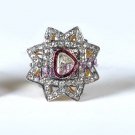 Estate Victorian Style Handmade RoseCut Diamond Sterling Silver Polky Ring @7317