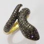Women Natural Rose Cut Diamond Sterling Silver Unique Handmade Snake Ring