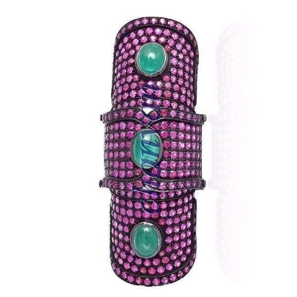 Vintage Look Handmade 2.40Ct Ruby Emerald Sterling Silver Knuckle Ring @CSJ14317
