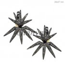 Pave 925 Sterling Silver Vintage/Antique Style Artisan Rose Cut Diamond Earring