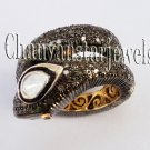 Victorian/Antique Look 3.50Ct Rose Cut/Polky Diamond Sterling Silver Ring CSJ408