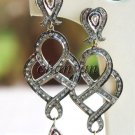 Vintage Antique Look Art Deco Rose Cut Diamond 925 Silver Polki Earring CSJ596