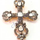 Christmas Cross Gift 2.11C Rose Cut/Polki Diamond 925  Silver Pendant CSJ1510