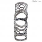 Antique Vintage Reproduction Rose Cut Diamond Silver Fullfinger Pave Ring CSJ221