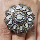 Estate Vintage Look Rose Cut Diamond 925 Silver Polki Wedding Cocktail Ring CSJ