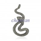 Snake Vintage Antique Inspire Rose Cut Diamond Sterling Silver Pendant CSJ14317