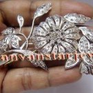 Antique 5.10C Rose Cut  Diamond Victorian Insp. 925 Silver Wedding Brooch CSJ31