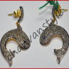Unique Vintage Look Fish 2.50Ct Rose Cut Diamond 925 Silver Antique Earring CSJ