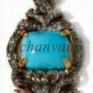 Vintage Antique Inspired Rose Cut Diamond 925 Silver Turquoise Pendant Ebay62
