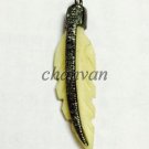 0.80Ct Rose Cut Diamond Oxidized Sterling Silver Antique Look Bone Pendant CSJ