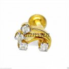 Natural 0.10Ct Diamond Solid 14K Gold Stylish Nose Piercing Pin Jewelry CSJUS