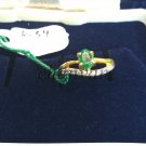 Artisan 0.20Ct Genuine Diamond Solid 14K Yellow Gold Wedding Emerald Ring CSJUS