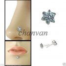 Bollywood 0.11Ct Diamond Solid 14K Gold Nose and Lips Piercing Pin/ Stud Jewelry