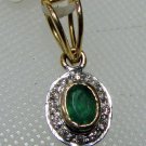 Genuine Diamond Solid 14K Gold Hallmark Women Gift Emerald Fine Pendant CSJ312