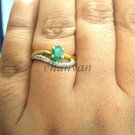Wow 0.22Ct Natural Diamond Solid 14K Gold Hallmark Engagement Emerald Ring CSJ12