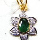 Genuine 0.50C Diamond Solid 14K Gold Hallmark Women Gift Emerald Pendant@CSJ301