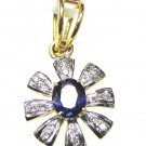 Genuine 0.40 CT Diamond Solid 14K Yellow/White Gold Sapphire Pendant CSJ311