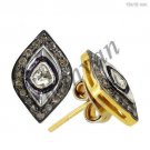 Antique Look 0.80Ct Rose Cut/Polky Diamond 92.5% Silver Stud Earring Jewelry613
