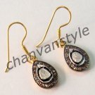 Victorian Style 0.65Ct Rose Cut/Polky Diamond 925 Sterling Silver Earring CS2217