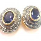 Vintage Inspired 0.80Ct Rose Cut Diamond Sterling Silver Sapphire Earring CSJ181