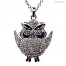 Owl Vintage/Antique INSP 1Ct Rose Cut Diamond 925 Silver GoodLuck Pendant 180417