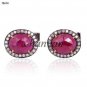 Vintage Style Deco 1.0CT Natural Rose Cut Diamond 925 Silver Ruby Cufflinks CSJ
