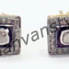 Victorian Style ! 0.48C Rose Cut/Polky Diamond 925 Silver Square Earring CSJ0022