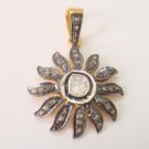 Vintage Reproduction Rose Cut Diamond 925 Sterling Silver SunRays Pendant CSJ712