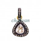 Vintage Antique INS 0.55Ct Rose Cut Polky Diamond 925 Silver Pendant Jewelry@CSJ