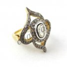 Victorian/Vintage Look 1.20CT Rose Cut/Polki Diamond 925 Silver Ring Jewelry68