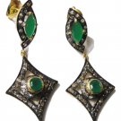 Vintage look 1.30C Rose Cut Diamond Sterling Silver Antique Look Earring @180417
