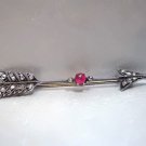 Vintage Insp 0.36Ct RoseCut Diamond Sterling Silver Arrow Brooch/Pendant CSJ 195