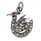 Vintage Reproduction Rose Cut Diamond Oxidized 92.5% Silver Pendant @Jewelry7417