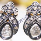 Vintage Inspire !!Rose Cut/Polky Diamond Sterling Silver Fine Earring @CSJ416