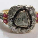 Vintage Style Rose Cut/Polky Diamond 925 Sterling Oxidized Silver Ring @CSJ 184
