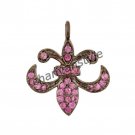 Victorian Look!0.40 Ctw RoseCut Diamond Sterling Silver Good Luck Ruby Pendant