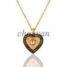 Vintage/Antique 0.50 Ct Polky Rose Cut Diamond 925 Sterling Silver Heart Pendant