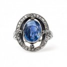 Vintage Style Deco 1.00Ct Rose Cut Diamond 925 Silver Sapphire Pave Ring @CSJ221