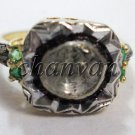 Victorian Look Rose Cut Diamond Sterling Oxidize Silver Polki Antique Ring CS418