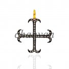 Antique Vintage Look Handmade Rose Cut Diamond 925 Silver Cross Pendant CSJ2791