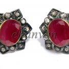 Vintage/Antique Handcraft 0.48 Ct Rose Cut Diamond Sterling Silver Stud Earring