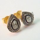 Vintage/Victorian Look 0.92Ct RoseCut/Polki Diamond 925 Silver Earring CSJ 585