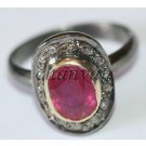 Antique/Victorian/Vintage Look Rose Cut Diamond Sterling Silver Ruby Ring CSJ142