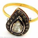 Polky Antique/Vintage Rose Cut Round Diamond Sterling Silver Handmade Fine Ring