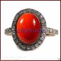Estate Vintage Look 0.71Ct Rose Cut Diamond Sterling Silver Coral Ring CSJ
