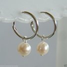 Designer Handmade Sterling Silver Women Gift Wedding Pearl Hoop Earring CSJ