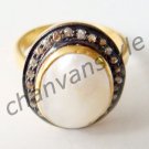 Victorian/Vintage Inspired 0.49 Ctw Rose Cut Diamond .925 Sterling Silver Ring