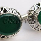 Party Jewelry Handmade Sterling Silver Green Onyx Men's Cufflinks CSJ21917