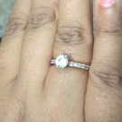 Solitaire WithStylish Accent Style Simulated Diamond 925 Silver Ring Jewelry CSJ