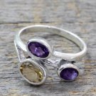 Cute Sterling Silver Citrine Amethyst Wedding  Ring With Stamp Jewelry@ Ebay CSJ